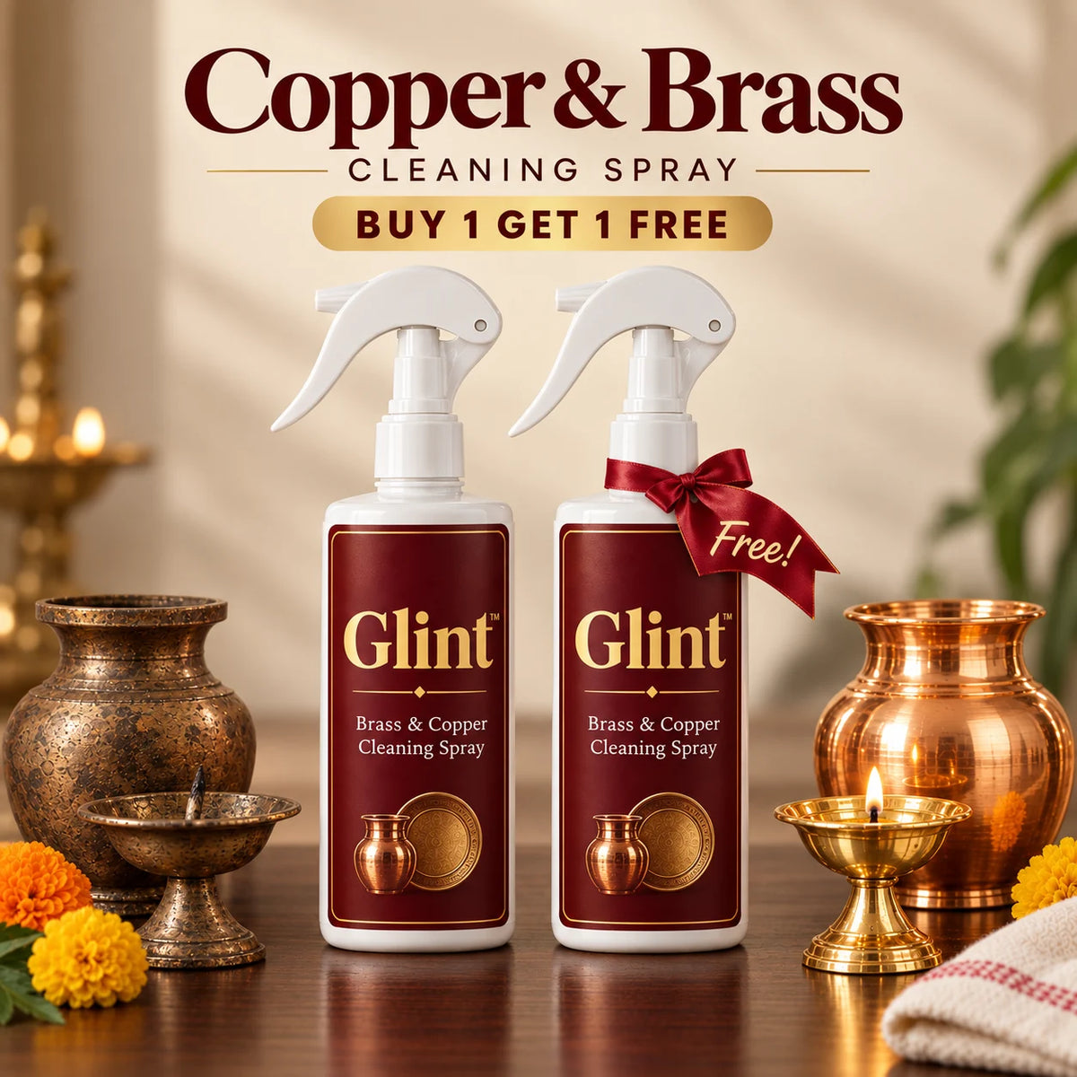 Glint™ Brass & Copper Cleaning Spray | Buy 1 Get 1 Free