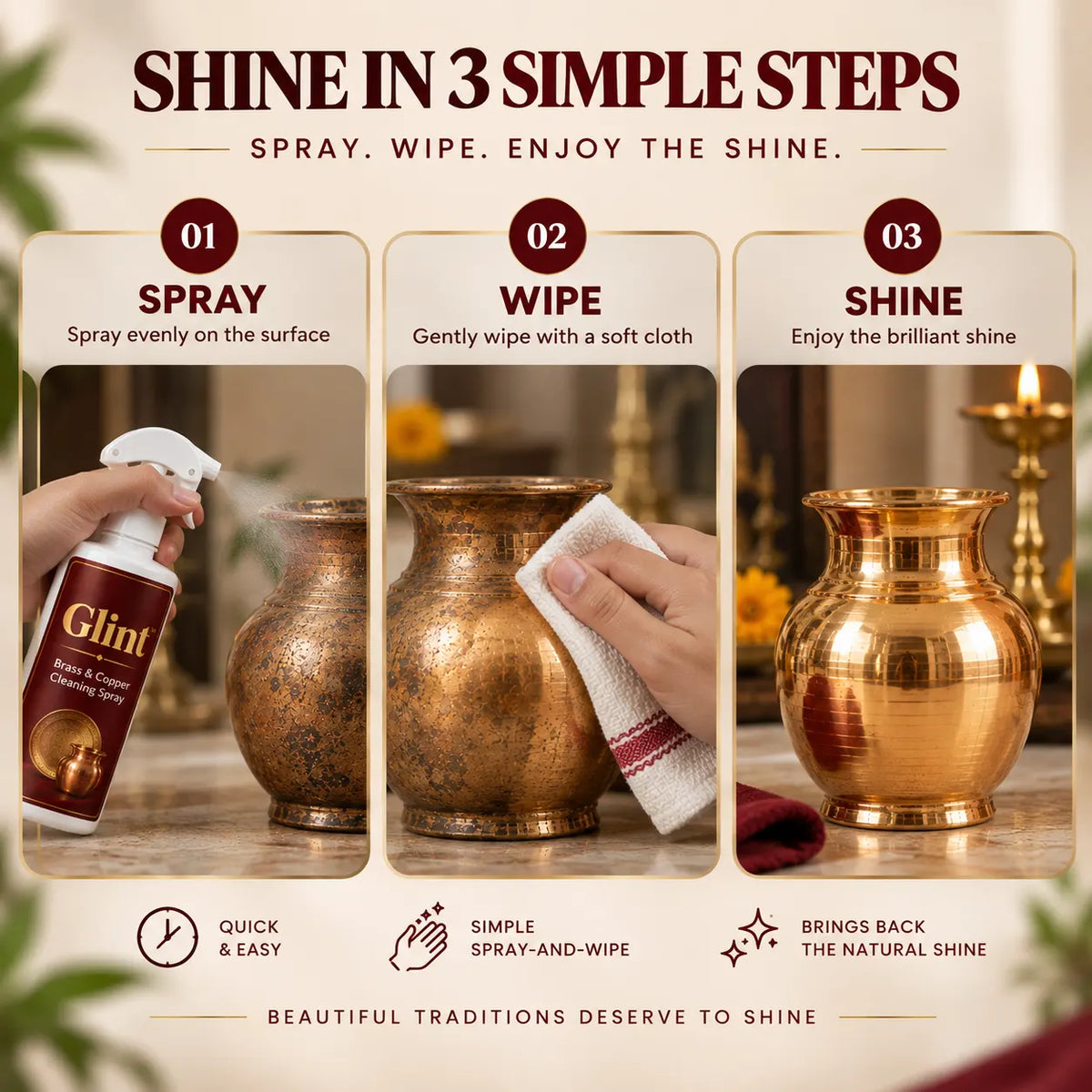 Glint™ Brass & Copper Cleaning Spray | Buy 1 Get 1 Free